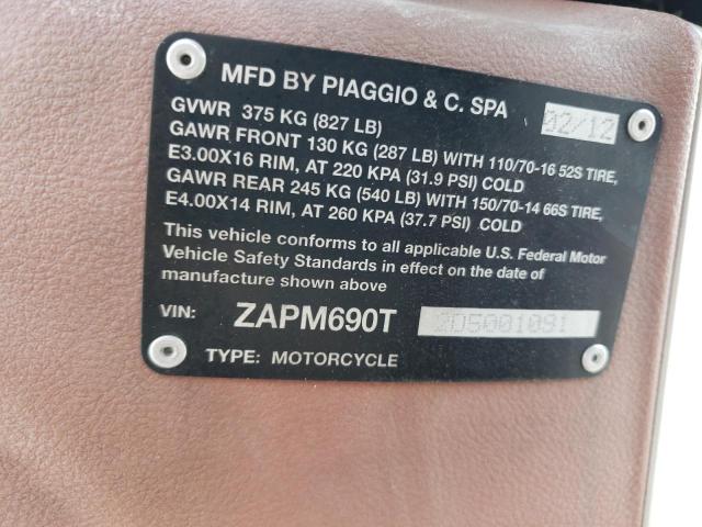 2013 PIAGGIO MOTORCYCLE - ZAPM690T205001091