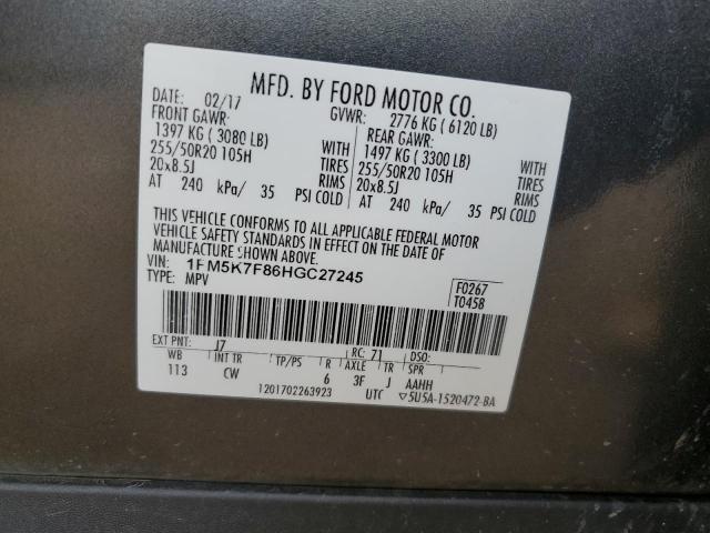 1FM5K7F86HGC27245 Ford Explorer Limited