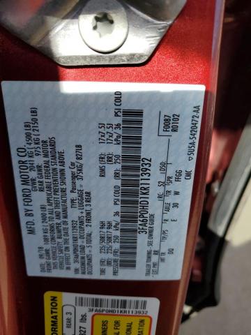 3FA6P0HD1KR113932 2019 FORD FUSION - Image 12