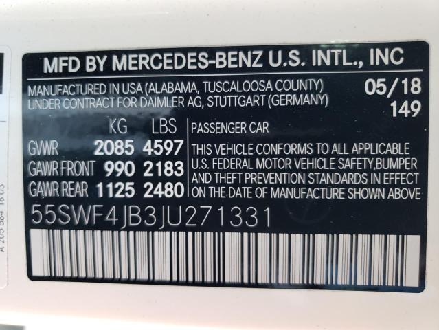 55SWF4JB3JU271331 Mercedes-Benz C 300