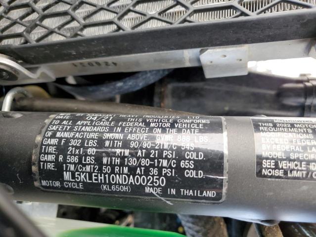 2022 KAWASAKI KL650 H - ML5KLEH10NDA00250