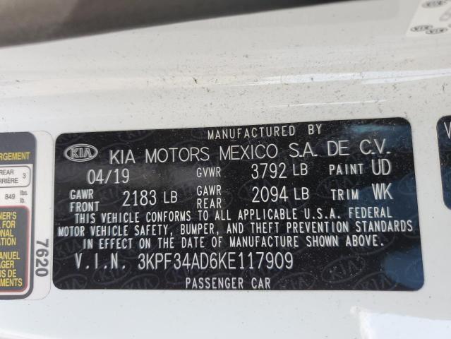 2019 KIA FORTE S 3KPF34AD6KE117909