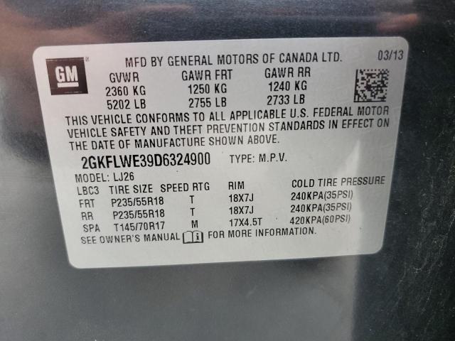 2013 GMC Terrain Slt VIN: 2GKFLWE39D6324900 Lot: 59342513
