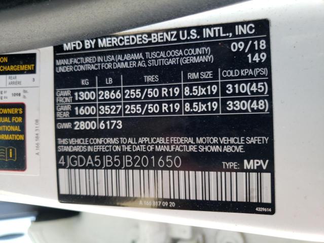 4JGDA5JB5JB201650 Mercedes-Benz GLE 350