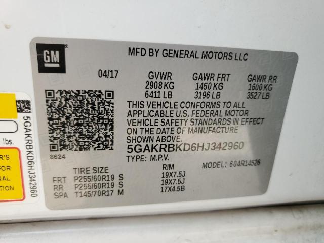 VIN 5GAKRBKD6HJ342960 2017 BUICK ENCLAVE no.13