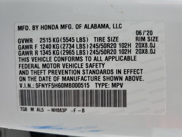 5FNYF5H60MB000515 Honda Pilot TOUR 13