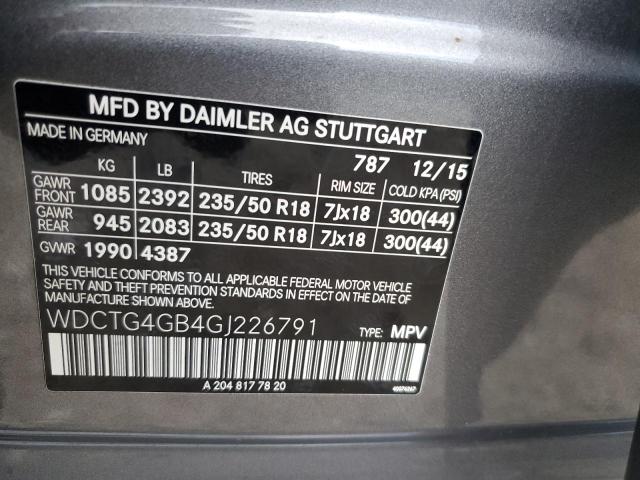 WDCTG4GB4GJ226791 Mercedes-Benz Gla 250 4matic