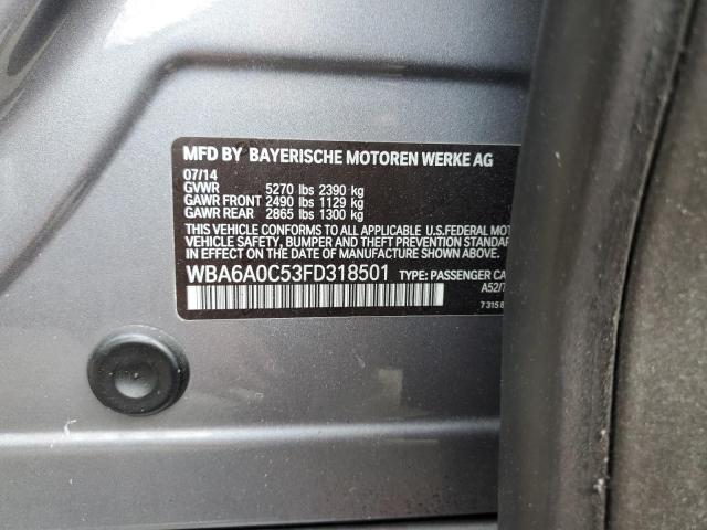 2015 BMW 640 I GRAN - WBA6A0C53FD318501
