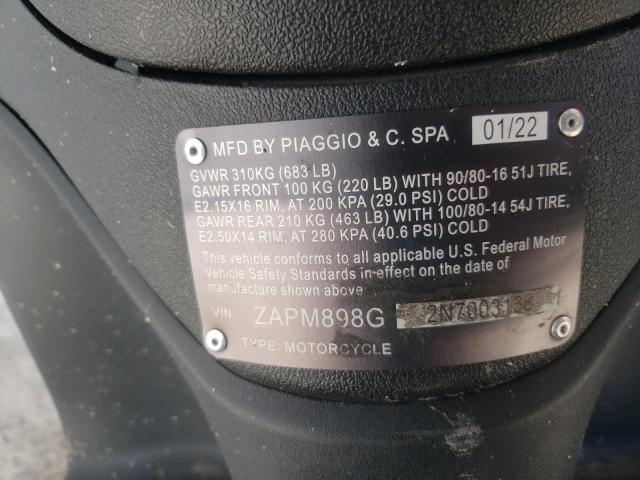 2022 PIAGGIO LIBERTY 15 ZAPM898G2N7003138