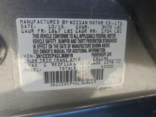 3N1CE2CP4GL368619 Nissan Versa Note S