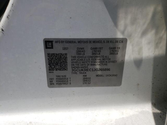 3GCUKREC1JG265896 Chevrolet Silverado K1500 Lt