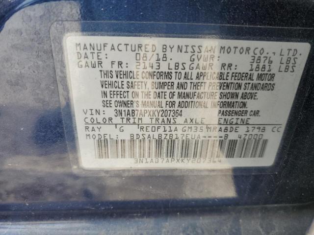 3N1AB7APXKY207364 Nissan Sentra S 10