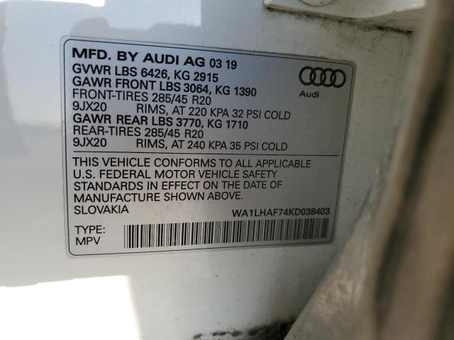 VIN WA1LHAF74KD038403 2019 Audi Q7, Premium Plus no.14