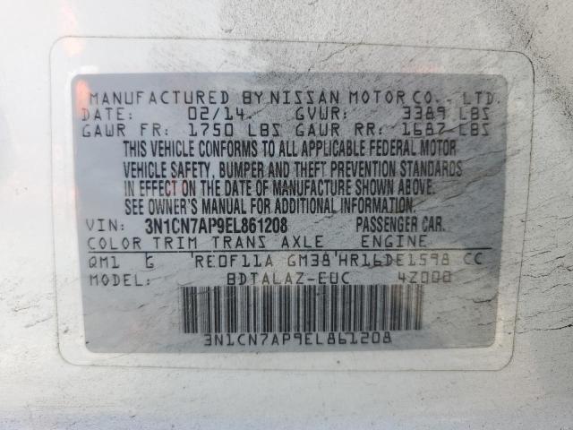 3N1CN7AP9EL861208 Nissan VERSA S