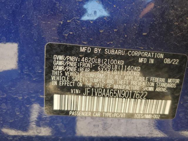 JF1VBAA65N9017622 Subaru WRX