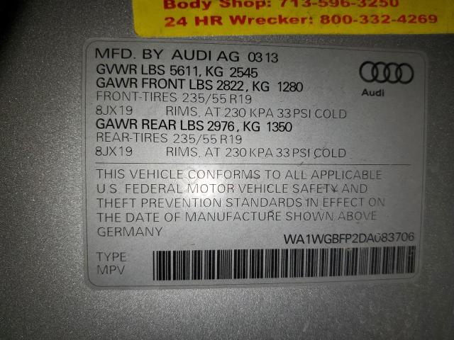 VIN WA1WGBFP2DA083706 2013 Audi Q5, Prestige no.13