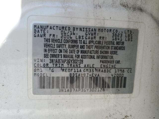 3N1AB7AP3GY302128 Nissan SENTRA S