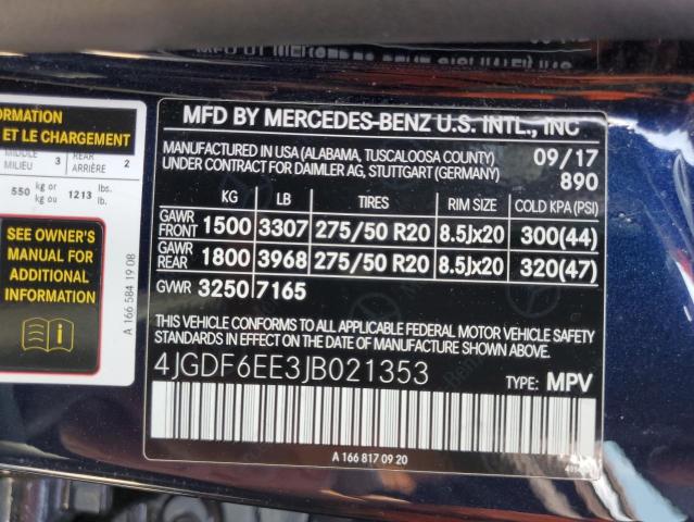 4JGDF6EE3JB021353 Mercedes-Benz Gls 450 4matic