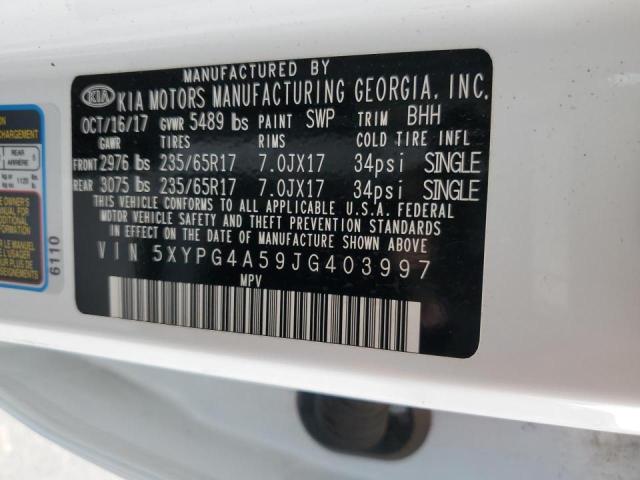 5XYPG4A59JG403997 KIA SORENTO LX