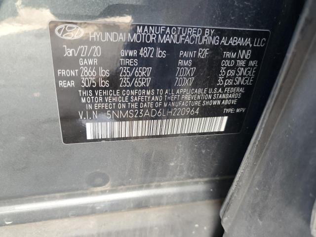 5NMS23AD6LH220964 | 2020 HYUNDAI SANTA FE S