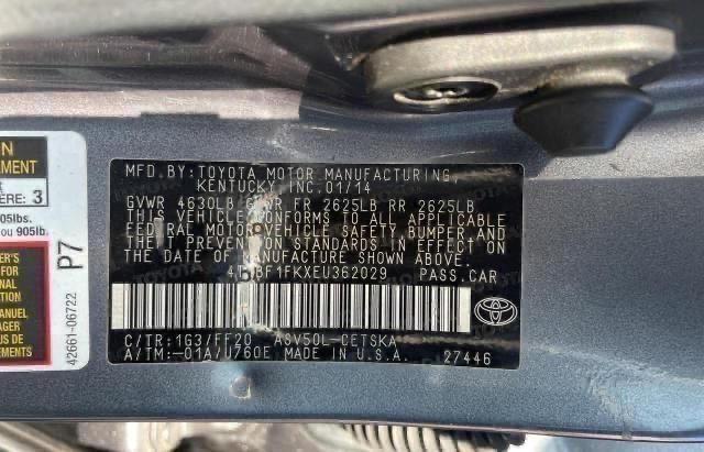4T1BF1FKXEU362029 Toyota CAMRY L