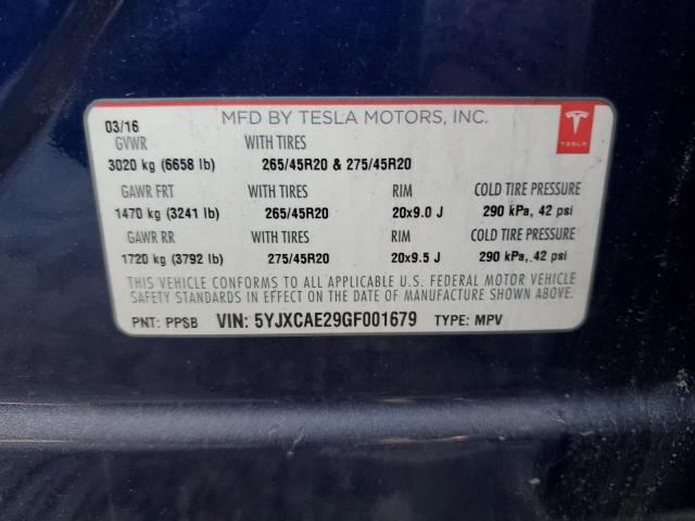 5YJXCAE29GF001679 Tesla MODEL X