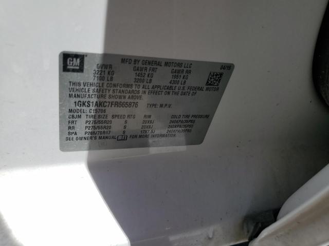 1GKS1AKC7FR665876 GMC YUKON SLE