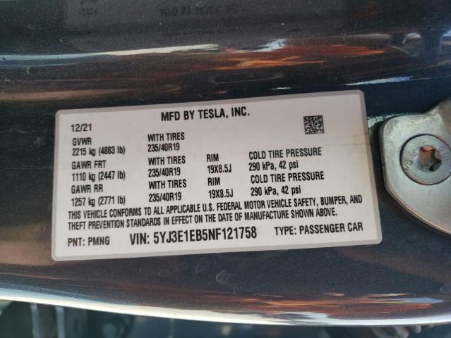 5YJ3E1EB5NF121758 Tesla Model 3  12