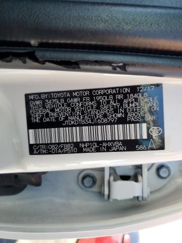 JTDKDTB34J1608797 Toyota PRIUS C