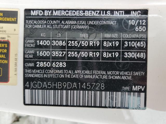 VIN 4JGDA5HB9DA145728 2013 Mercedes-Benz ML-Class, ... no.13