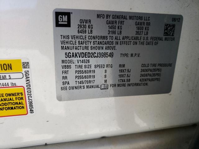 2012 Buick Enclave VIN: 5GAKVDED2CJ398549 Lot: 59609423