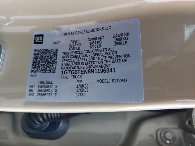 2022 GMC CANYON AT4 1GTG6FEN8N1196341