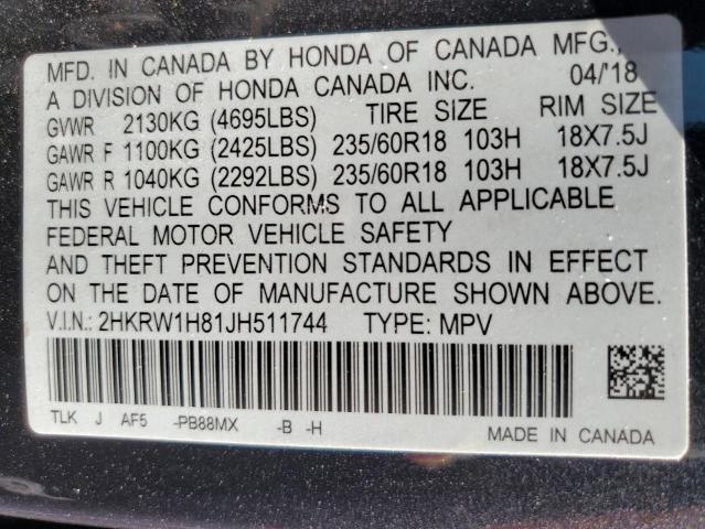 2HKRW1H81JH511744 Honda CR-V EXL