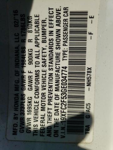 19XFC2F53GE034774 Honda Civic Lx