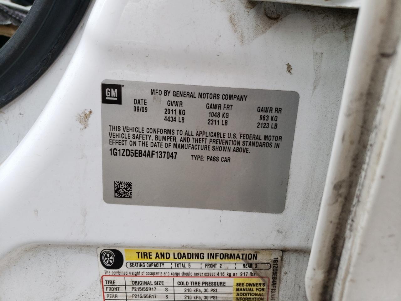 1G1ZD5EB4AF137047 2010 Chevrolet Malibu 2Lt