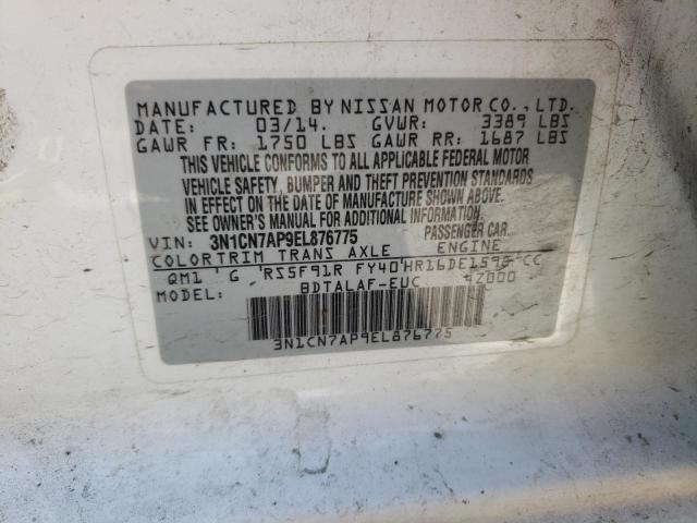 3N1CN7AP9EL876775 Nissan VERSA S