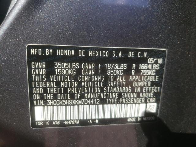 2019 HONDA FIT EXL 3HGGK5H9XKM704412