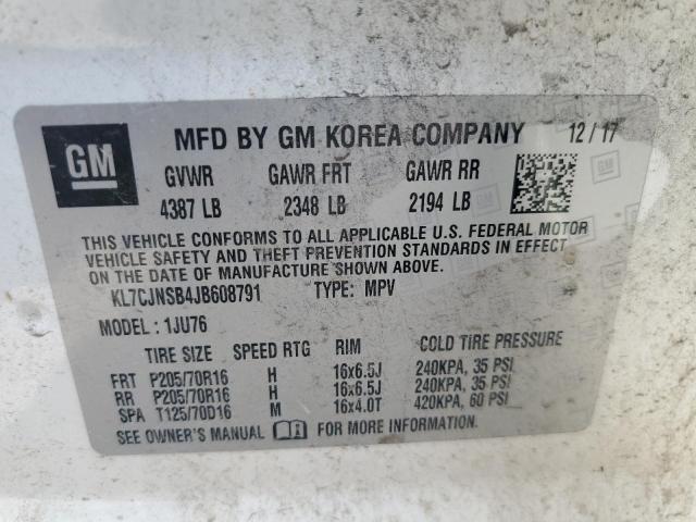 KL7CJNSB4JB608791 Chevrolet TRAX LS