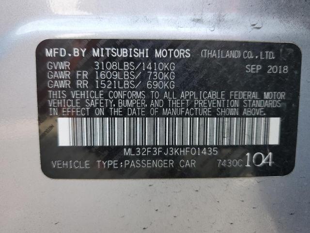 ML32F3FJ3KHF01435 Mitsubishi Mirage G4 Es