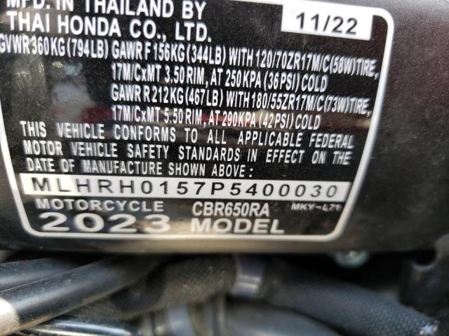2023 HONDA CBR650 RA MLHRH0157P5400030
