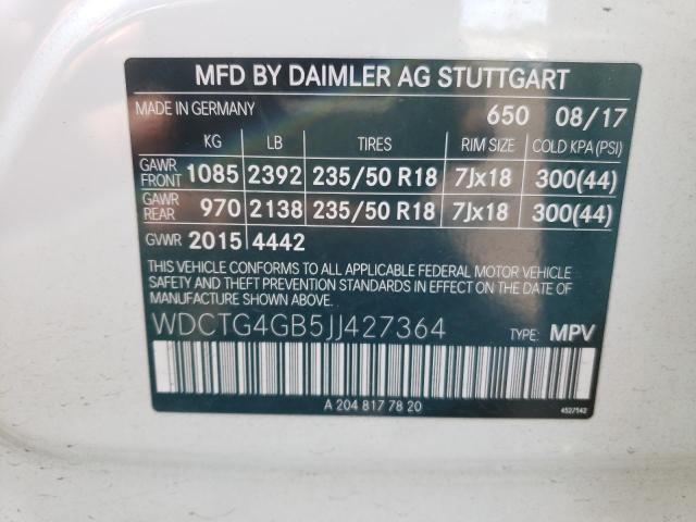 2018 MERCEDES-BENZ GLA250 - WDCTG4GB5JJ427364