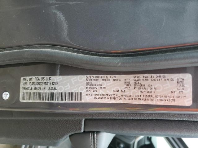 1C4RJKBG0M8161238 Jeep Grand Cherokee L Limited