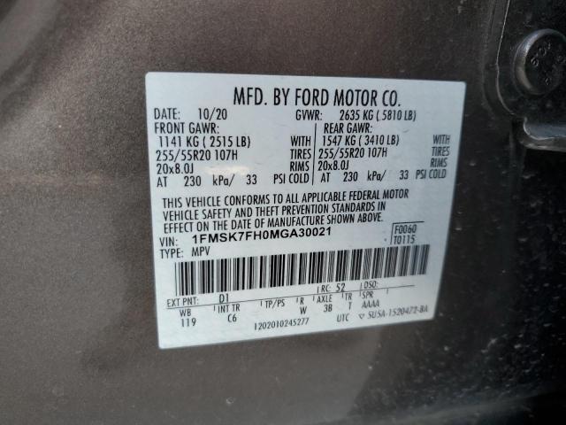 1FMSK7FH0MGA30021 Ford Explorer Limited