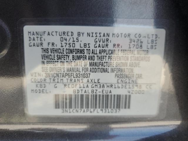 3N1CN7AP6FL931037 Nissan VERSA S