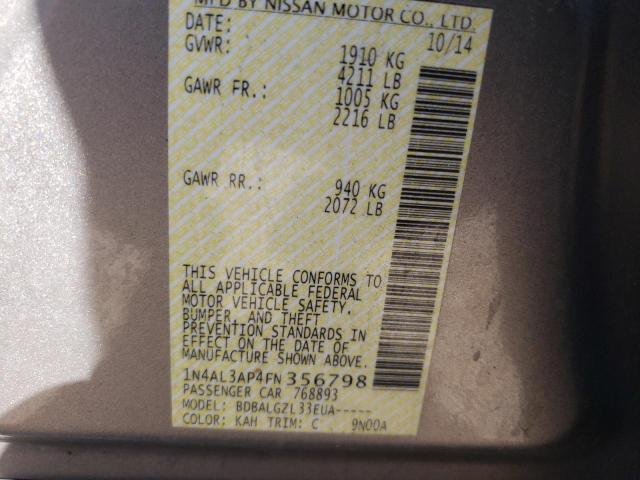 1N4AL3AP4FN356798 Nissan ALTIMA 2.5