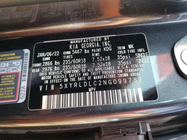 5XYRLDLC2NG099787 KIA SORENTO S