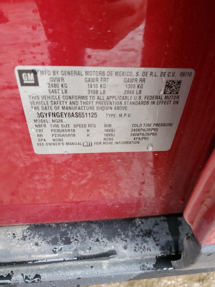 3GYFNGEY8AS651125 2010 Cadillac Srx