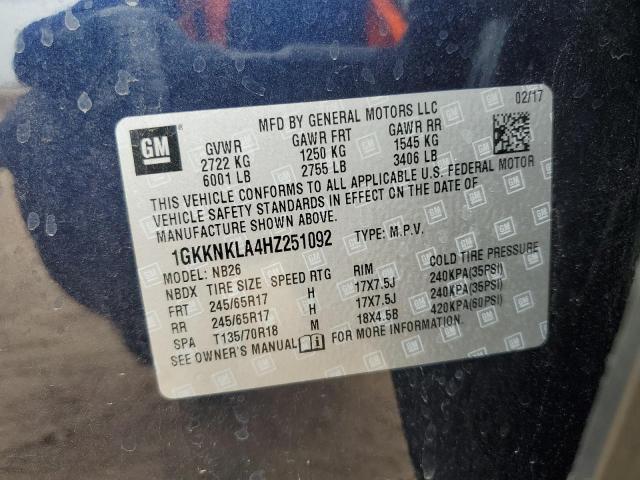 1GKKNKLA4HZ251092 GMC ACADIA SLE