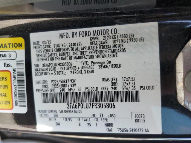 3FA6P0LU7FR305806 Ford Fusion Se Hybrid