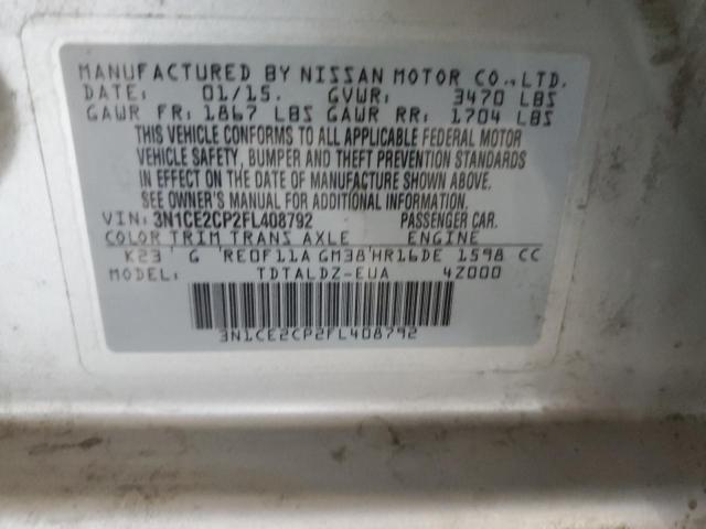 3N1CE2CP2FL408792 Nissan Versa Note S